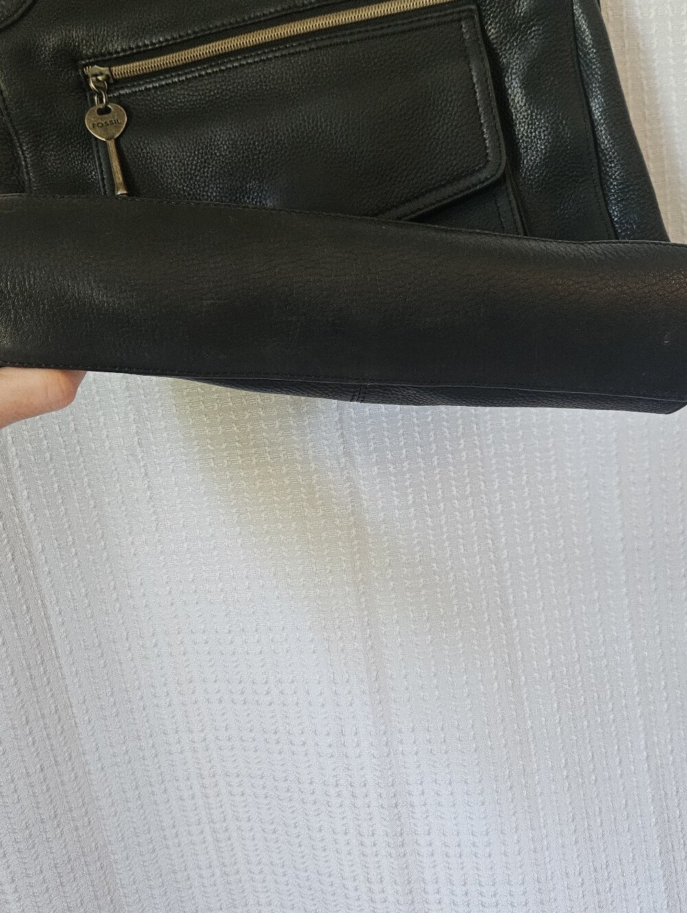 Fossil Black Leather Shoulder Bag Purse - Picture 4 of 15